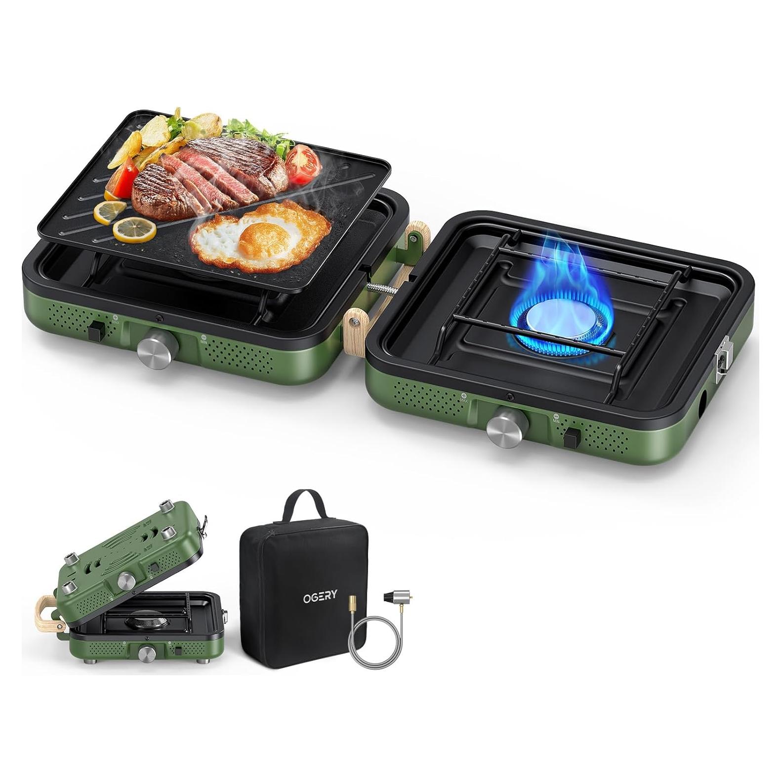 Estufa de Camping Plegable OGERY 2 Quemadores Propano 2.6 kg