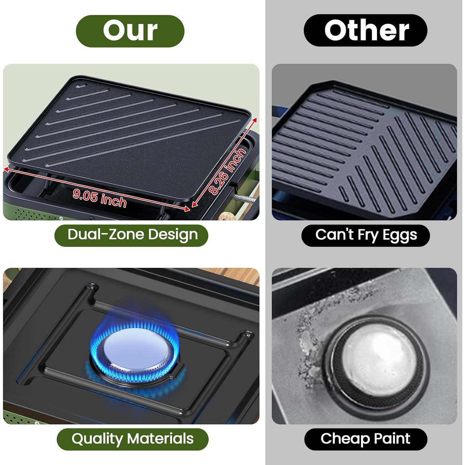 Estufa de Camping Plegable OGERY 2 Quemadores Propano 2.6 kg