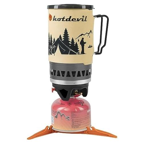 (1.4-Litre) Backpacking Camping Stove Portable Cooking System with Piezo Ignition, Outdoor Mini Burner Camping Stove Kit Propane, Ideal for Hiking Fishing Hunting Emergency & Survival