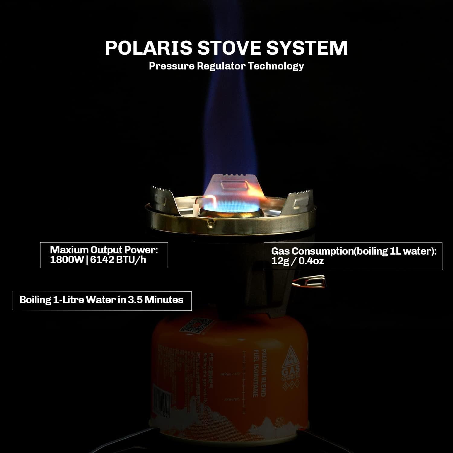 Estufa Portátil Fire Maple Polaris con Olla y Regulador - Negro