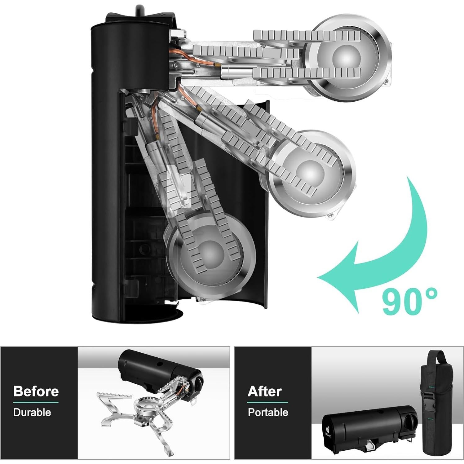 Estufa de Camping Portátil Odoland Butano 1400W Plegable