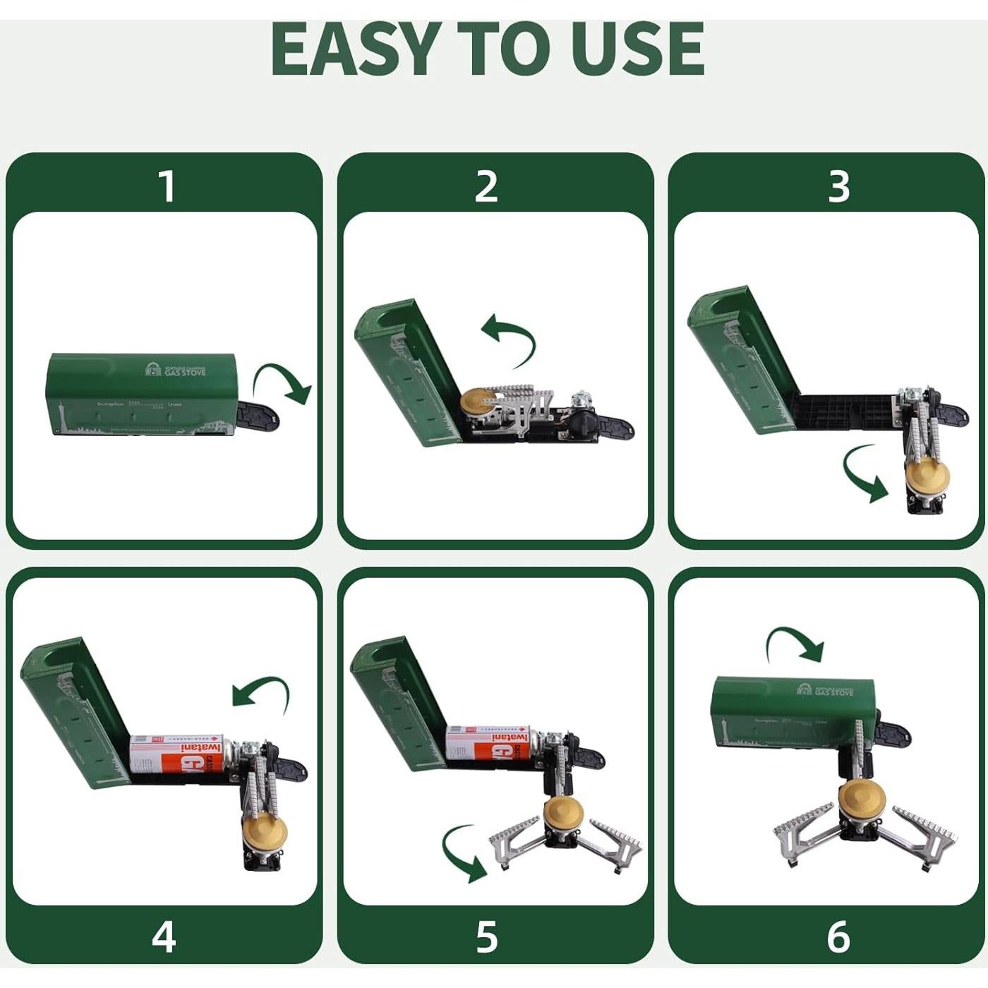 Estufa de Camping Portátil INFOOD Verde 7500 BTU Plegable