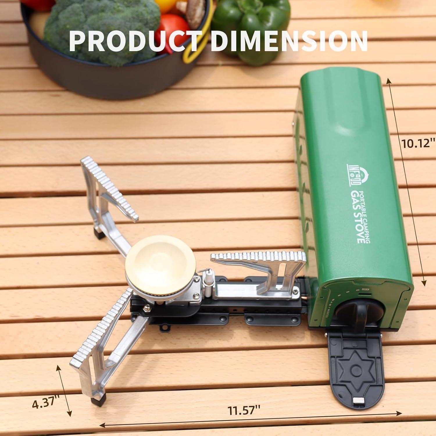 Estufa de Camping Portátil INFOOD Verde 7500 BTU Plegable