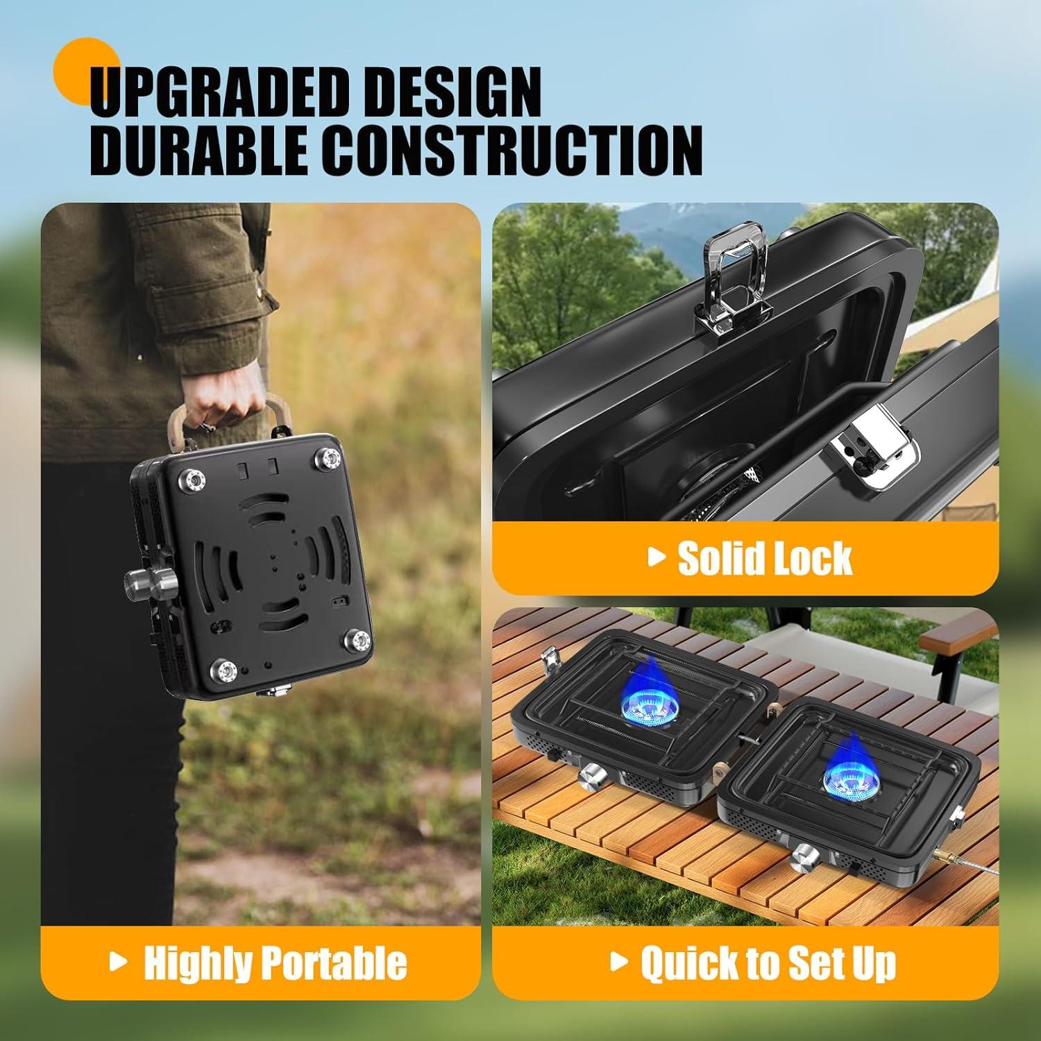 Estufa de Camping Plegable BUGPASS 2 Quemadores 3.08 kg