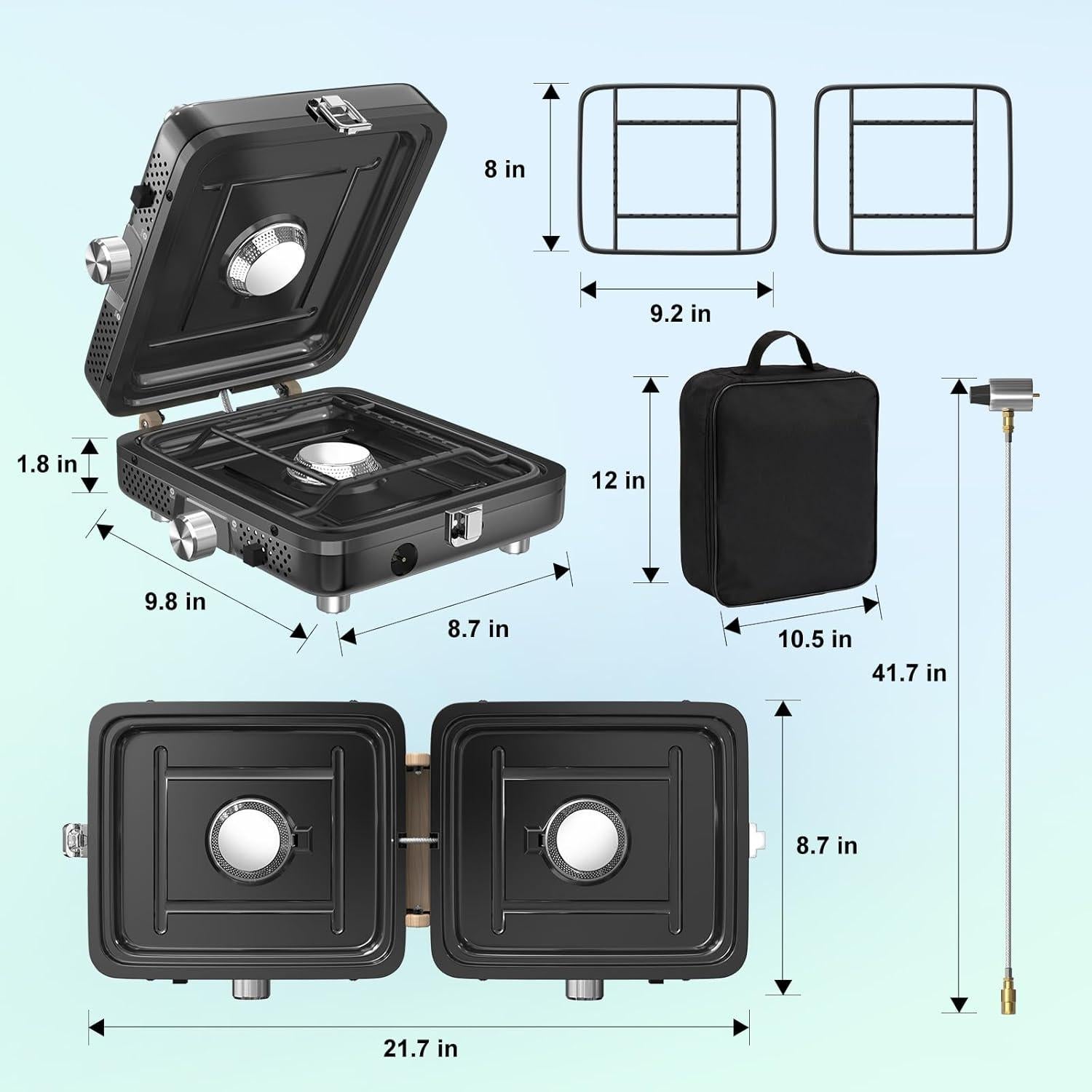 Estufa de Camping Plegable BUGPASS 2 Quemadores 3.08 kg