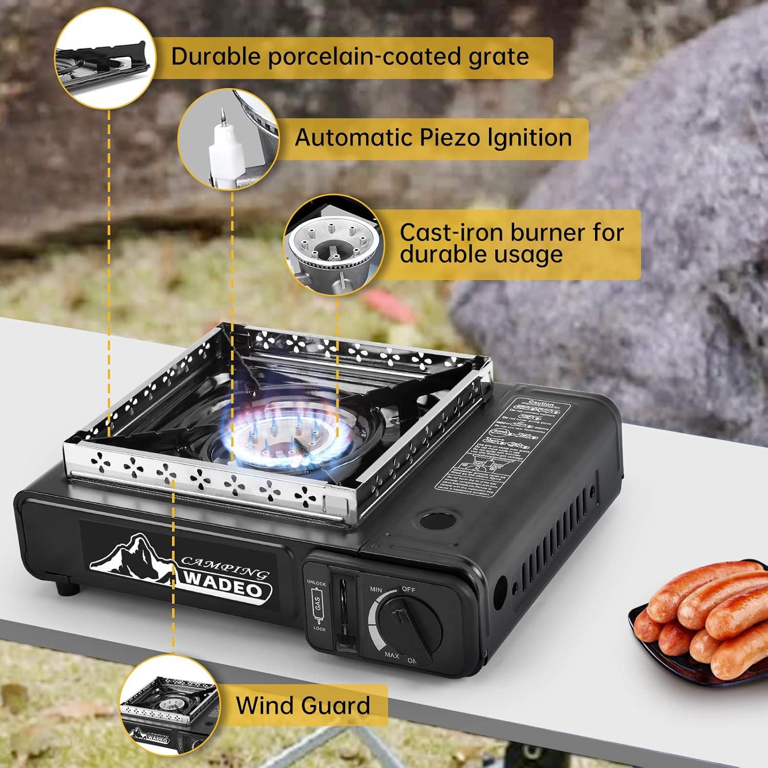Estufa de Camping Portátil WADEO Doble Combustible 7800 BTU