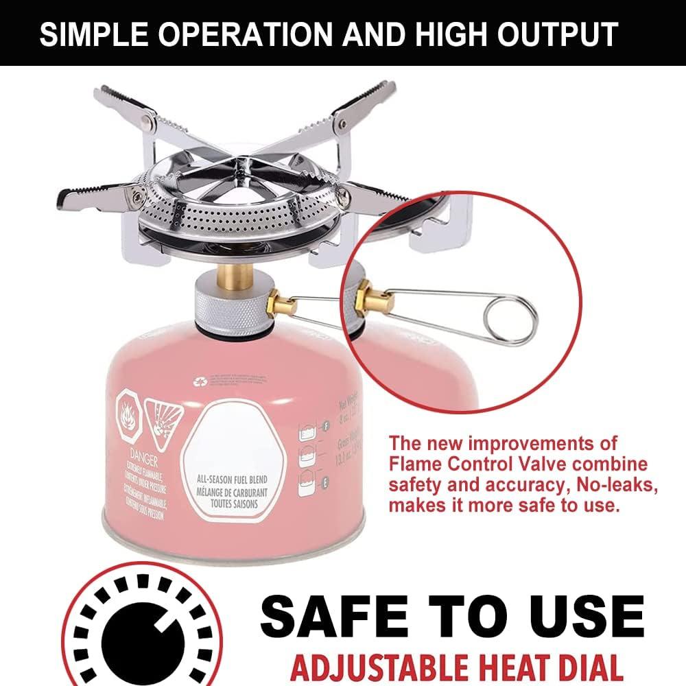 Propane Stove Portable Isobutane Camping Stove with Gas Adapter - 10,000 BTU Single Burner Backpacking Camp Stove for Hiking, Emergency, Outdoor(Include Carrying Case)