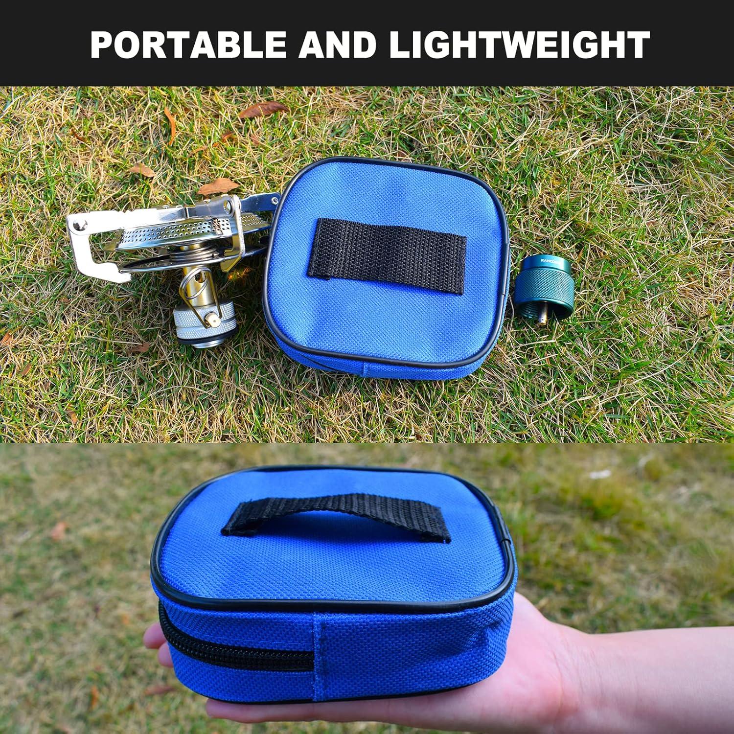 Propane Stove Portable Isobutane Camping Stove with Gas Adapter - 10,000 BTU Single Burner Backpacking Camp Stove for Hiking, Emergency, Outdoor(Include Carrying Case)