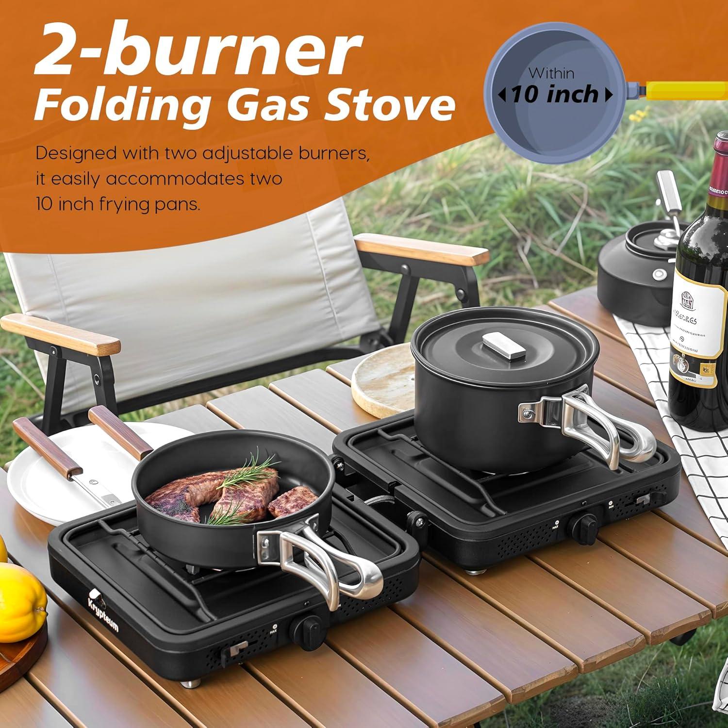 Estufa de Camping KRYPTEUM 2 Quemadores Propano 17200 BTU