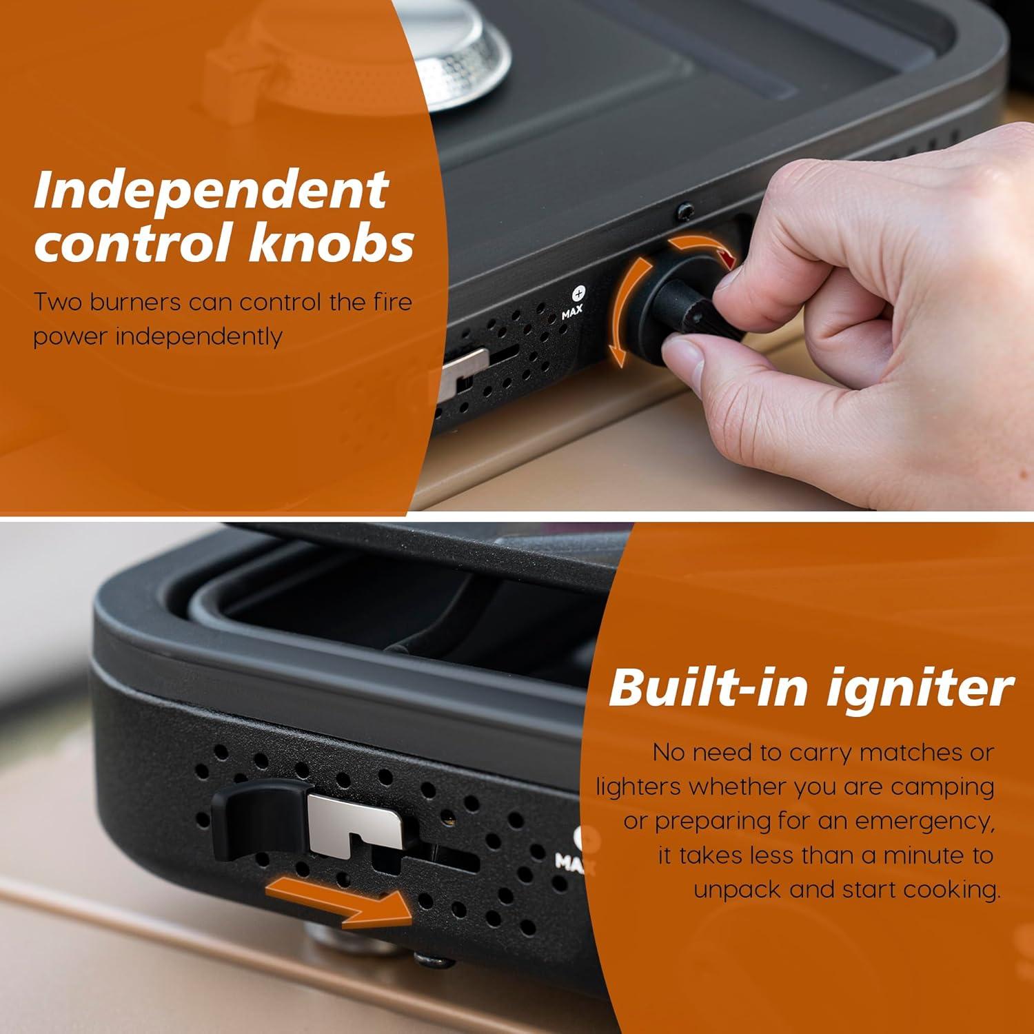 Estufa de Camping KRYPTEUM 2 Quemadores Propano 17200 BTU