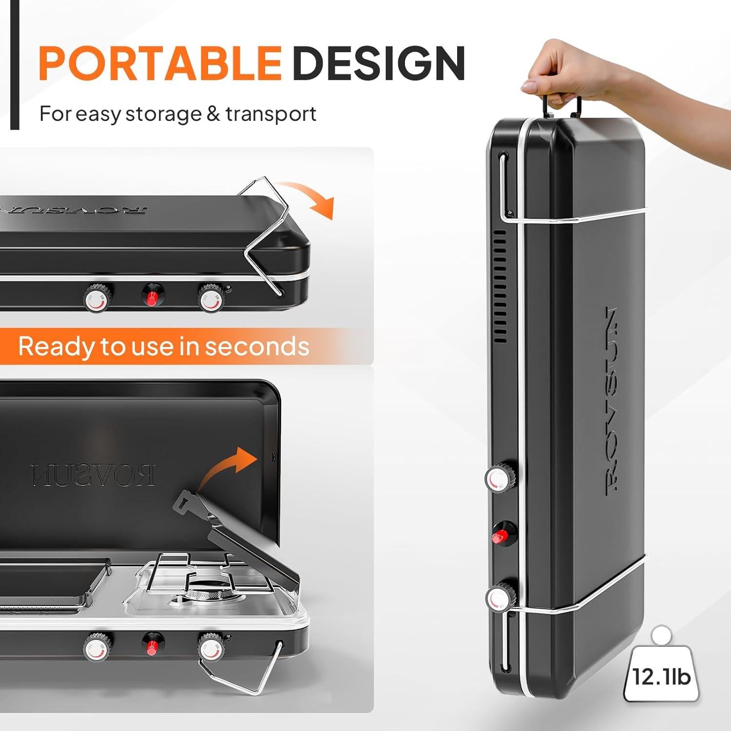 Estufa de Camping ROVSUN 2-en-1 Portátil Gas 5.49 kg
