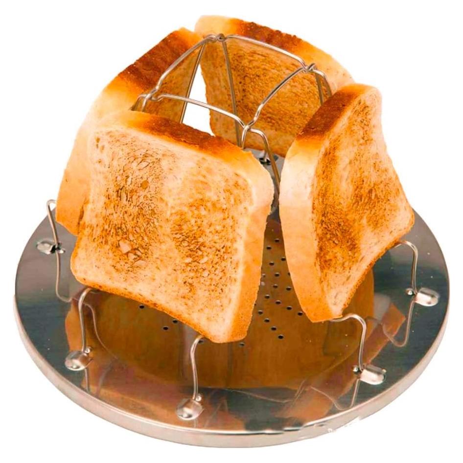 Camping Toaster for Gas Stove – 4-Slice Stainless Steel Stovetop Bread Toast Rack for Outdoor Cooking, Hiking, BBQ, and Picnics – Compact and Portable Camp Stove Toaster
