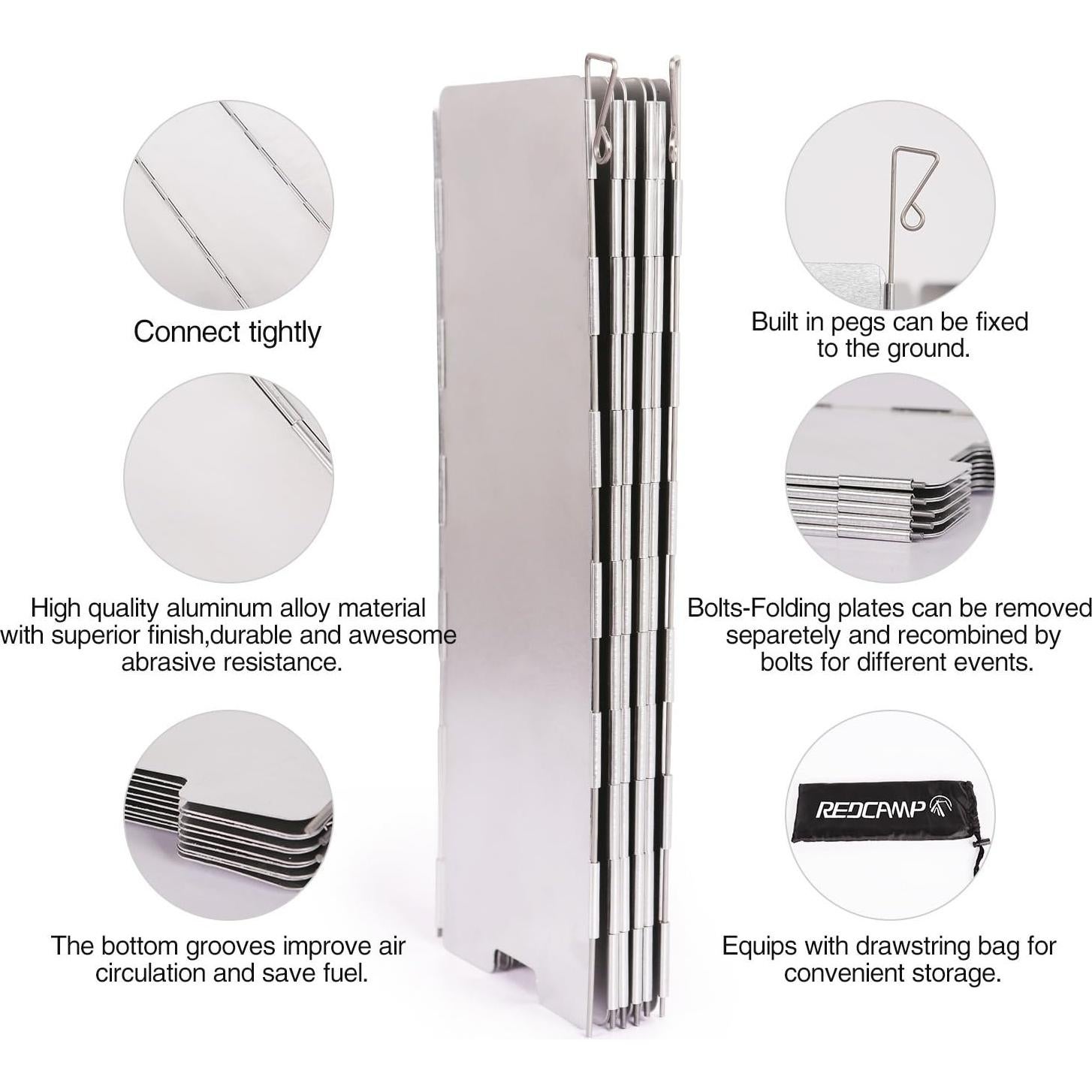 Paravientos Plegable REDCAMP para Estufa de Camping 10 Placas