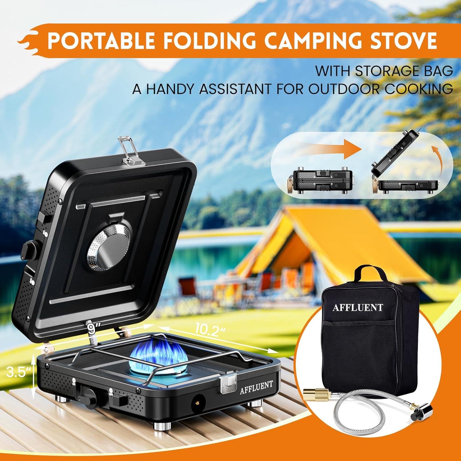 Estufa de Camping a Propano Affluent 2 Quemadores con Grill
