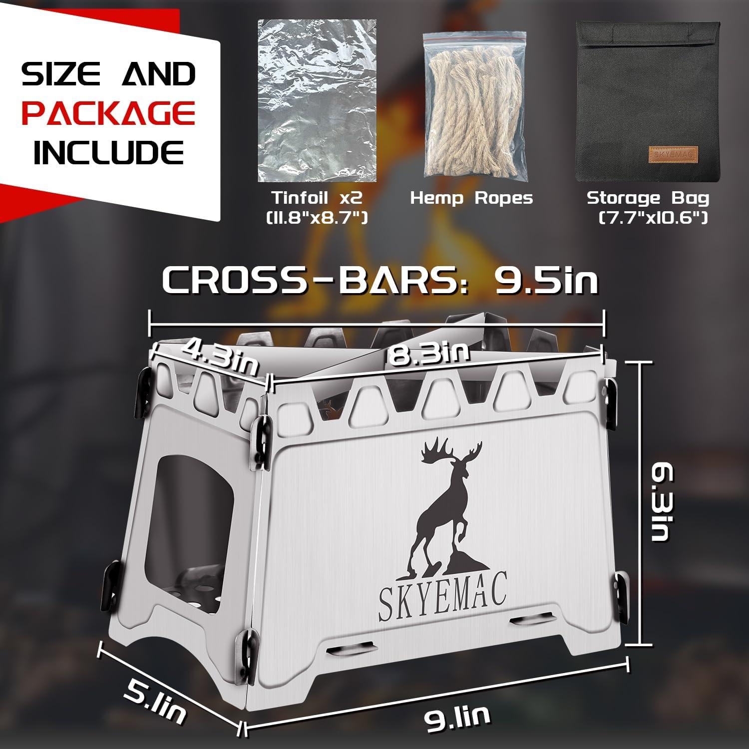 Estufa de leña portátil SKYEMAC 0.6 kg para camping