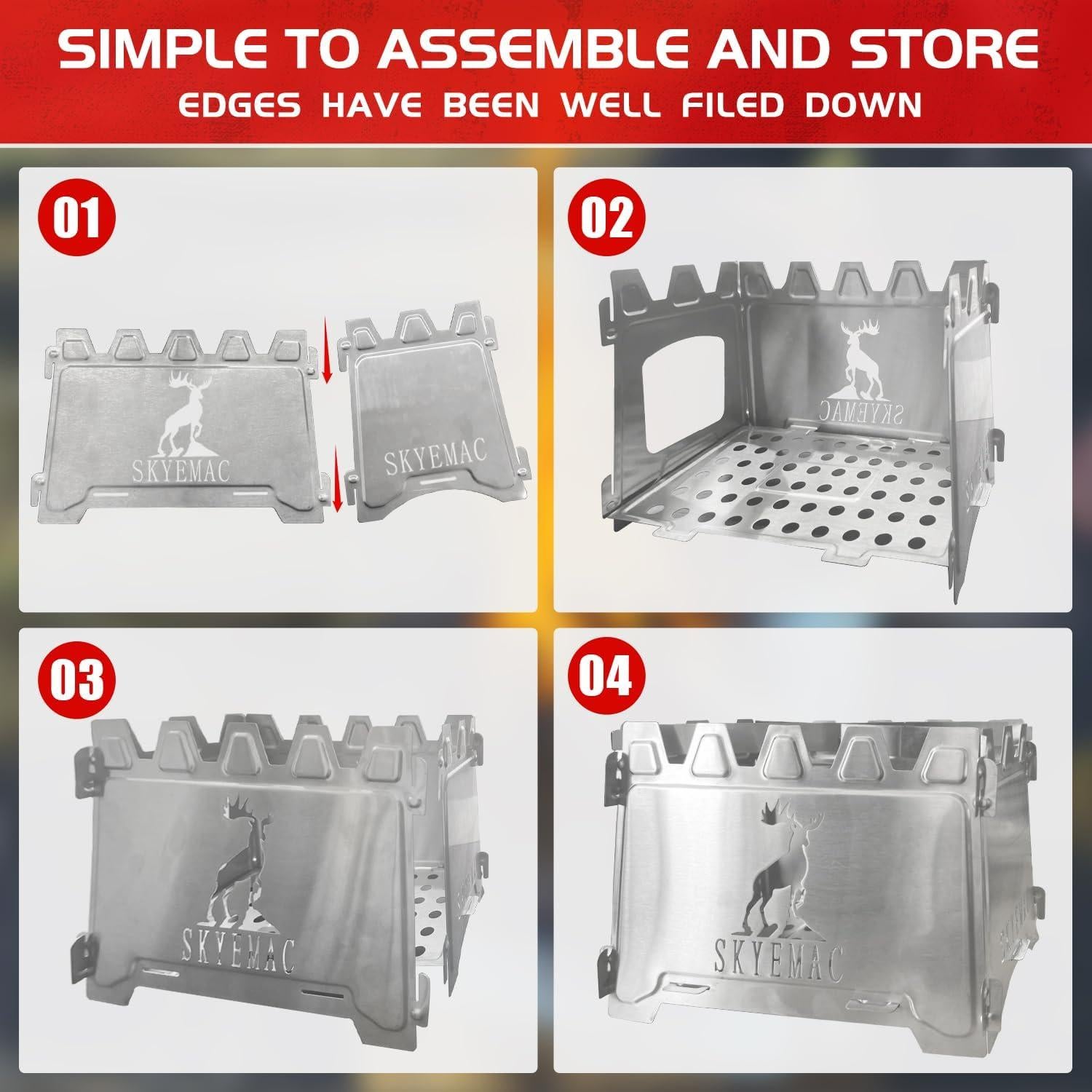 Estufa de leña portátil SKYEMAC 0.6 kg para camping