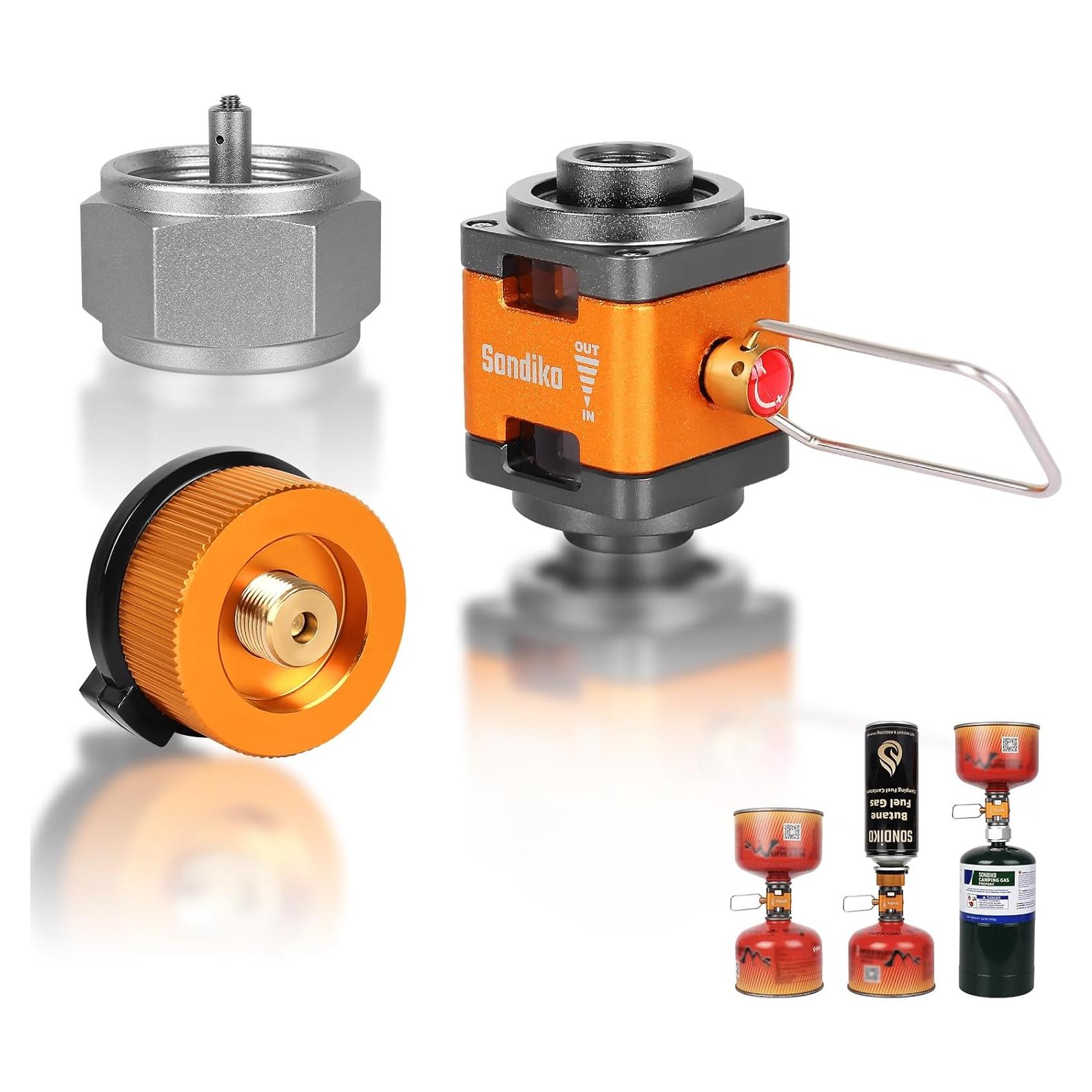 Butane/Isobutane Refill Adapter, Fuel Transfer Device, Gas Converter Isobutane Canister Shifter, Gas Saver Plus for Fuel Canister, Backpacking Camping Stove, Burners