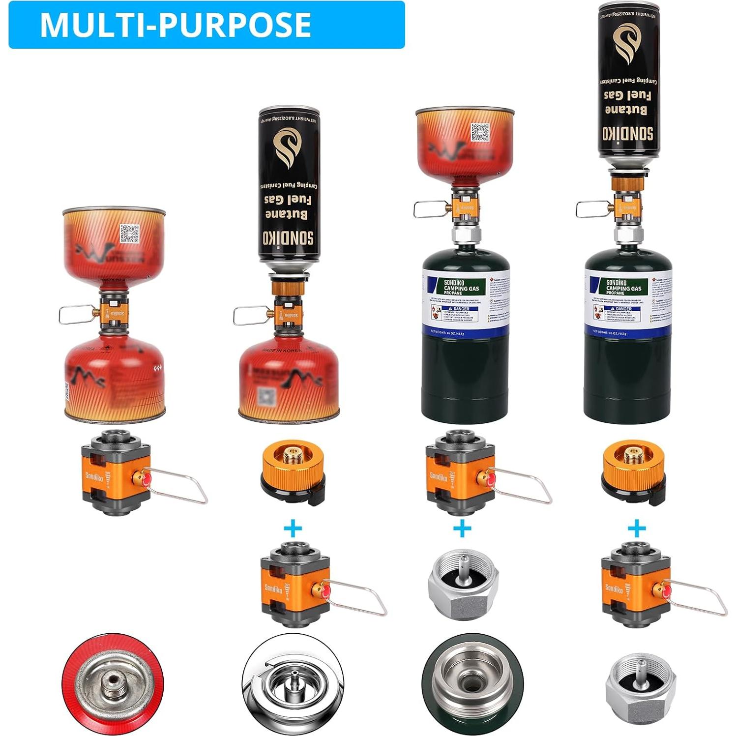 Butane/Isobutane Refill Adapter, Fuel Transfer Device, Gas Converter Isobutane Canister Shifter, Gas Saver Plus for Fuel Canister, Backpacking Camping Stove, Burners