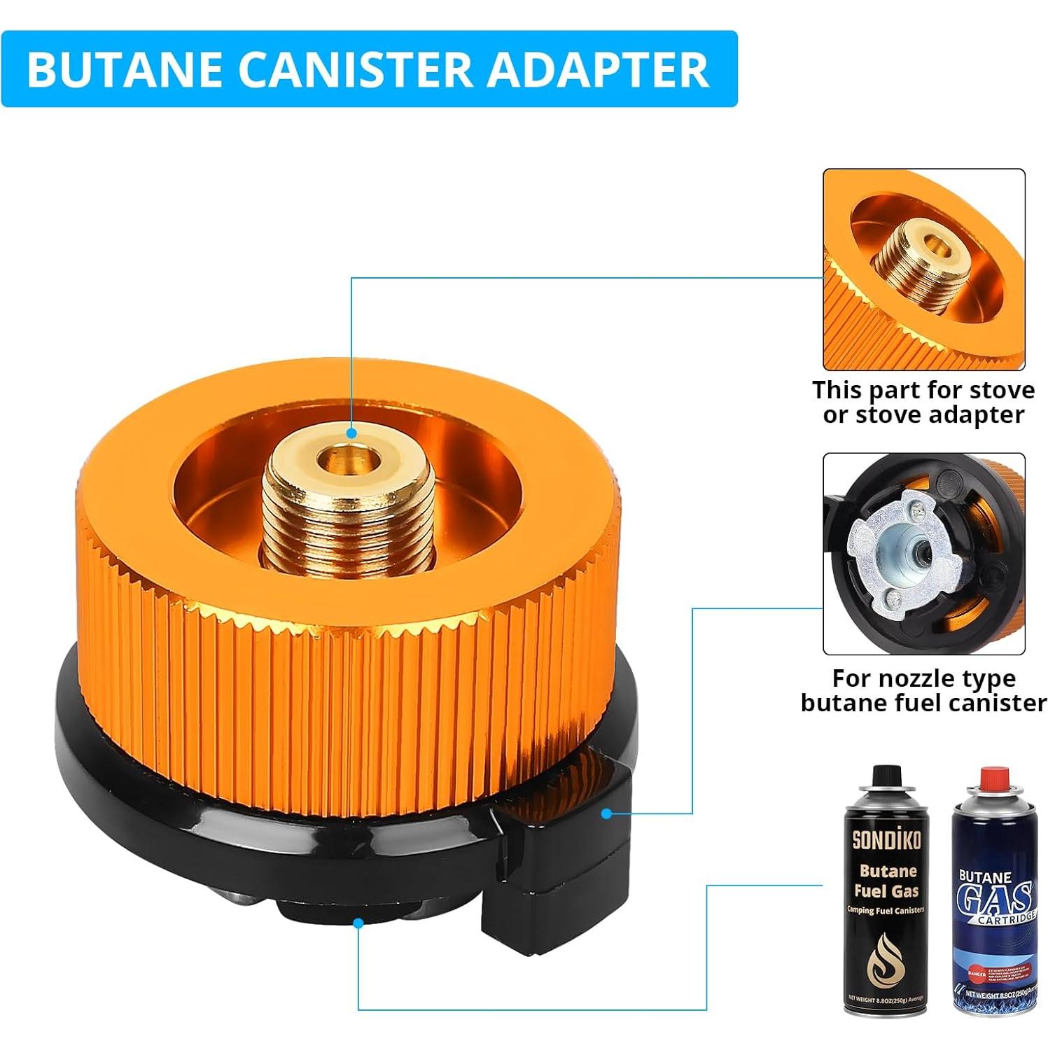 Butane/Isobutane Refill Adapter, Fuel Transfer Device, Gas Converter Isobutane Canister Shifter, Gas Saver Plus for Fuel Canister, Backpacking Camping Stove, Burners