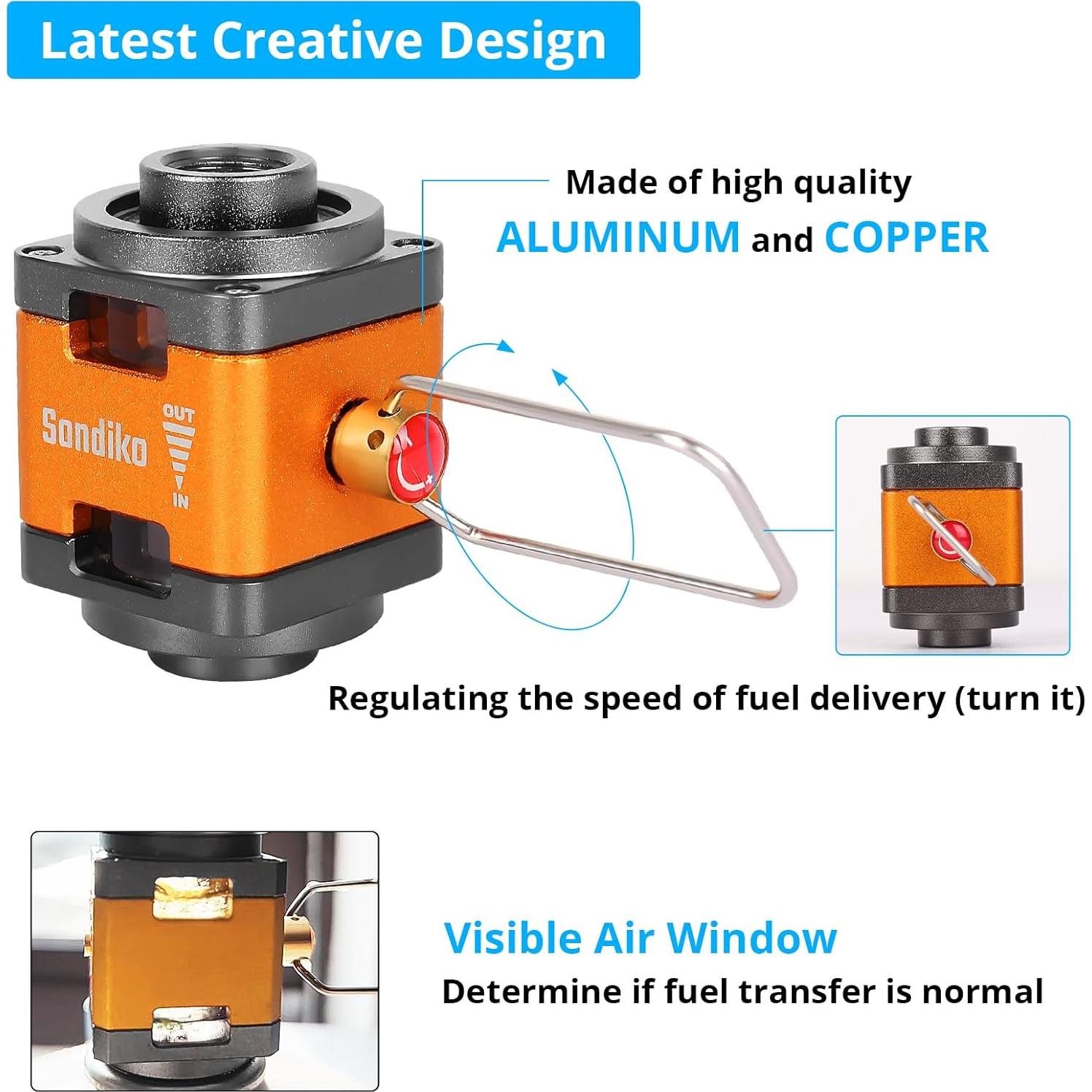 Butane/Isobutane Refill Adapter, Fuel Transfer Device, Gas Converter Isobutane Canister Shifter, Gas Saver Plus for Fuel Canister, Backpacking Camping Stove, Burners