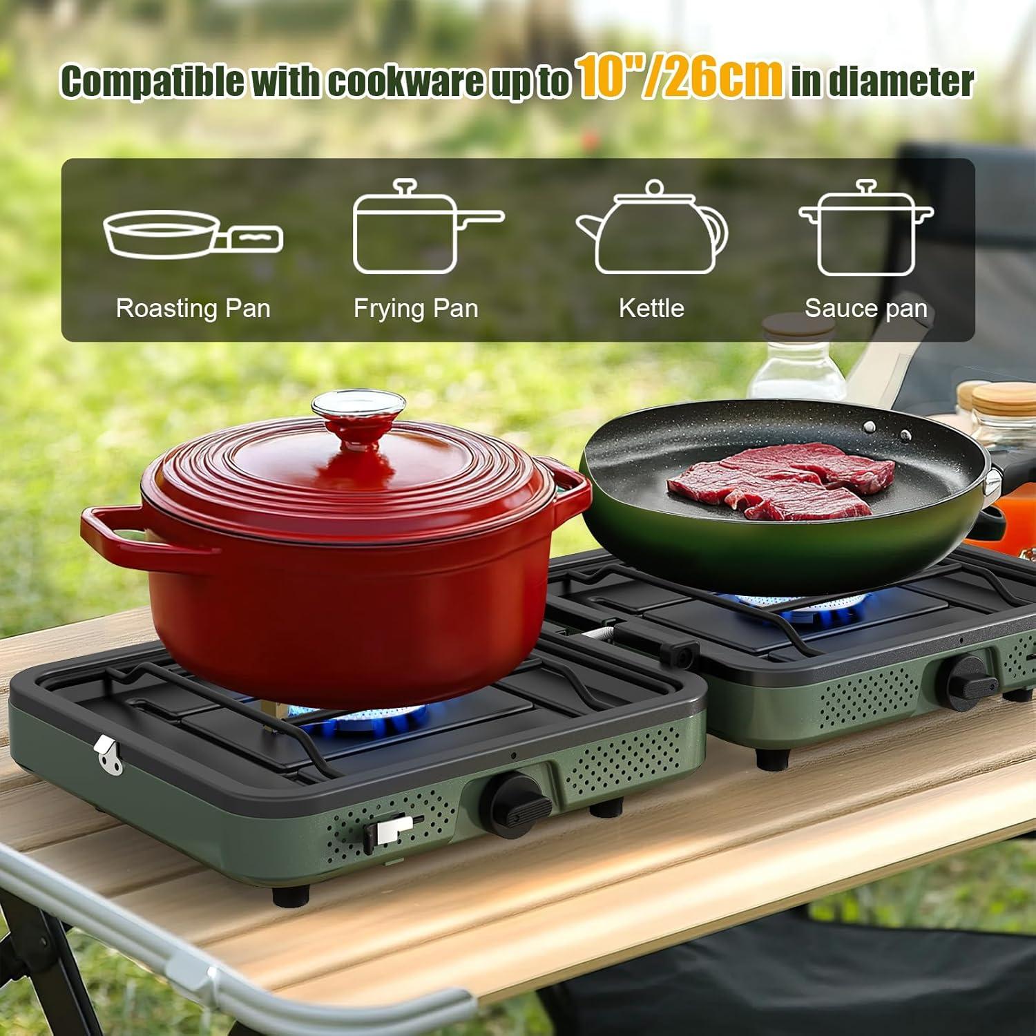 Estufa de Camping ITEFDTUTNE 2 Quemadores Propano 17200 BTU