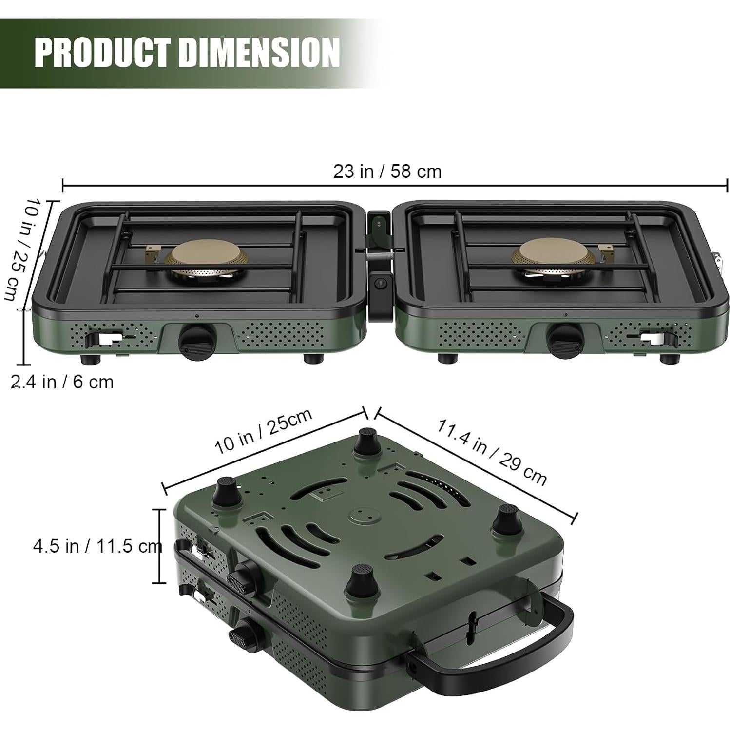 Estufa de Camping ITEFDTUTNE 2 Quemadores Propano 17200 BTU