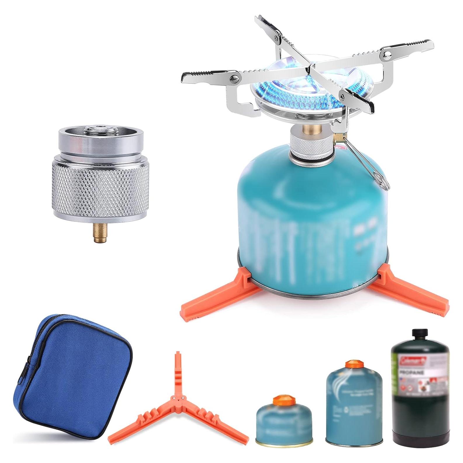 Estufa de Camping Portátil WADEO con Adaptador de Propano 1LB