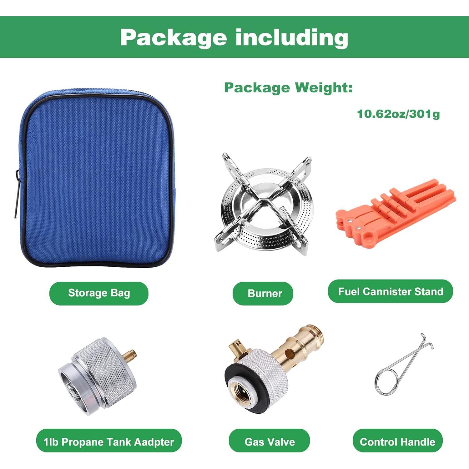 Estufa de Camping Portátil WADEO con Adaptador de Propano 1LB