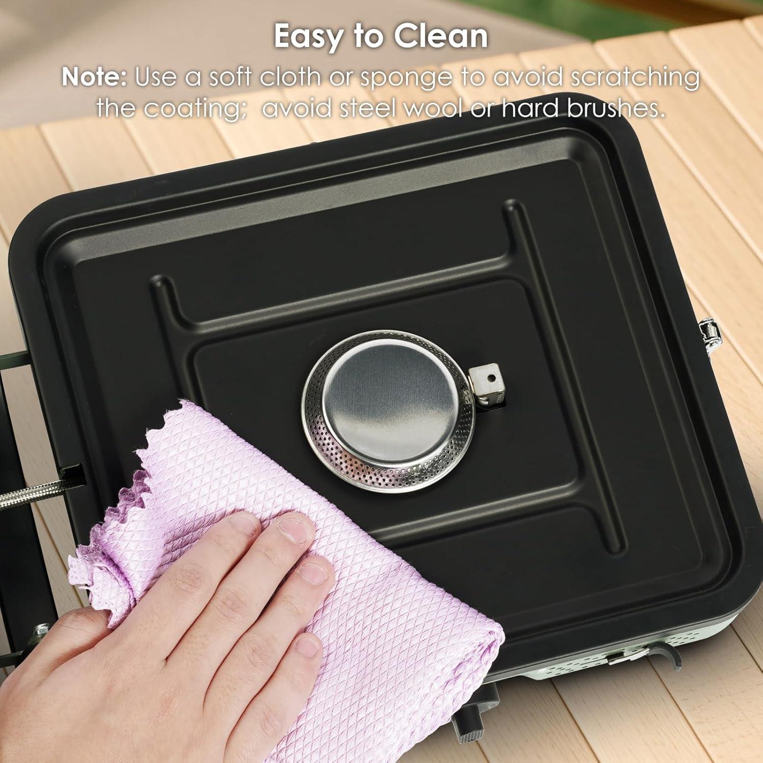 2 Burner Camping Stove with Carrying Bag, Foldable Propane Camp Stove with 17,200 BTU for Camping, Portable Gas Stove with Adjustable Burner for Tailgating, Backyard BBQ,Green