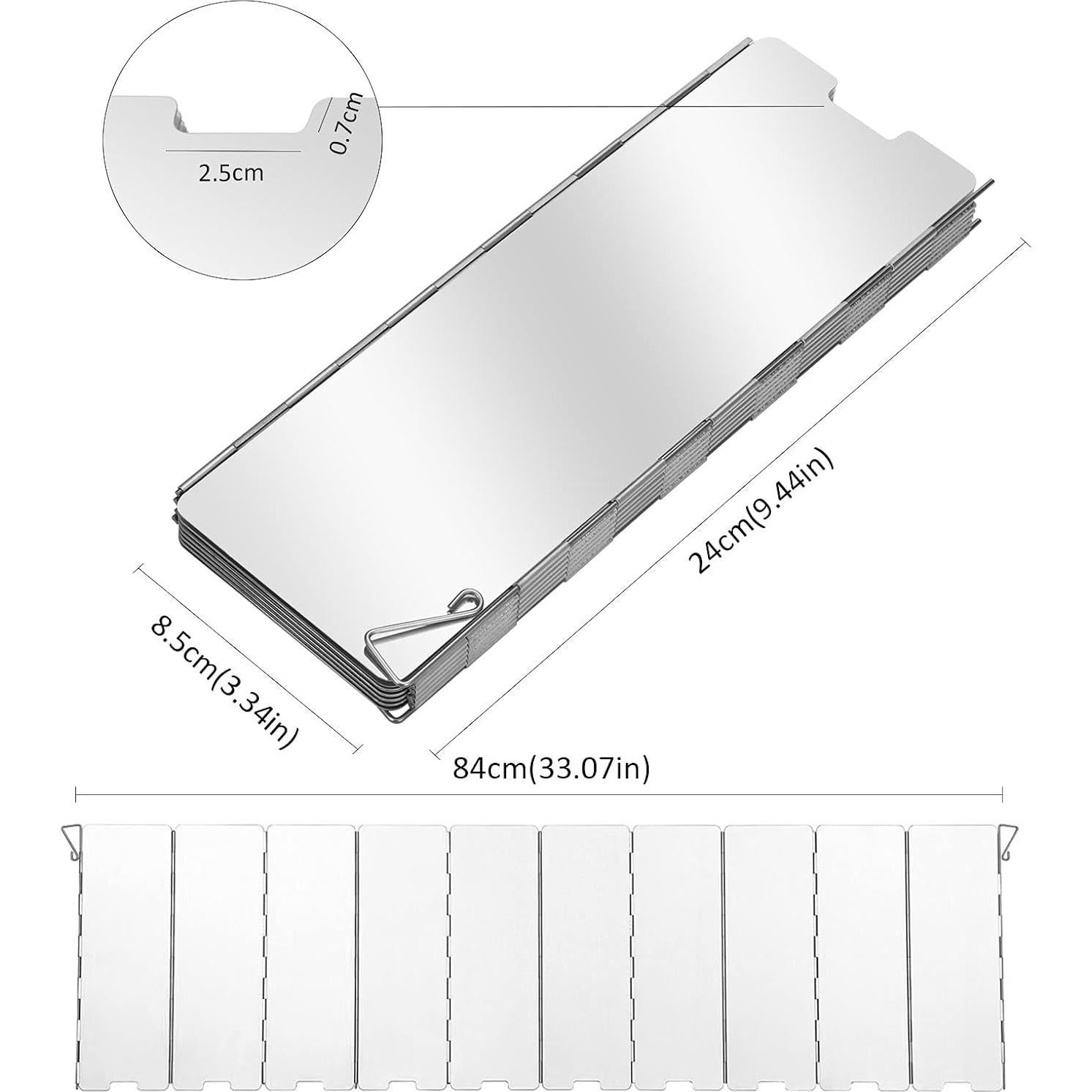 Uning Camp Stove Windscreen, 10 Plates Lightweight Folding Outdoor Picnic Cooker Wind Screen Windshield for Camping, Backpacking, Butane, Alcohol Stoves