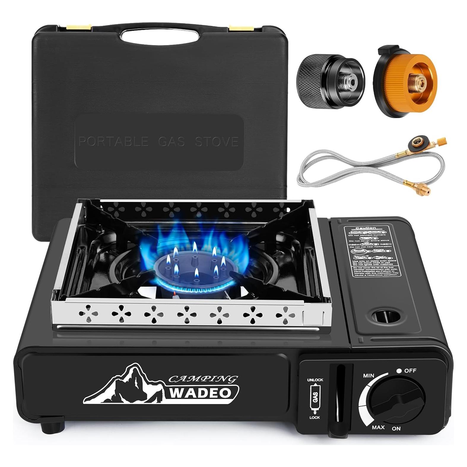 Estufa de Camping WADEO 3 en 1 Gas Propano Butano Isobutano