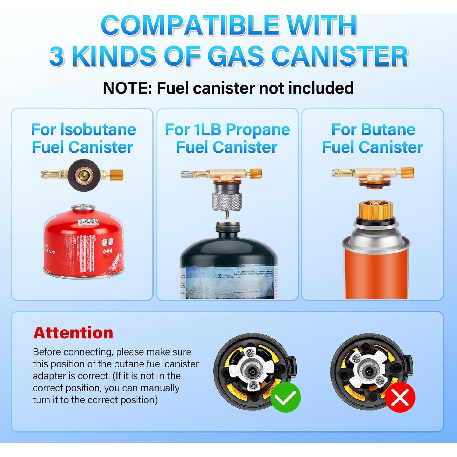 Estufa de Camping WADEO 3 en 1 Gas Propano Butano Isobutano