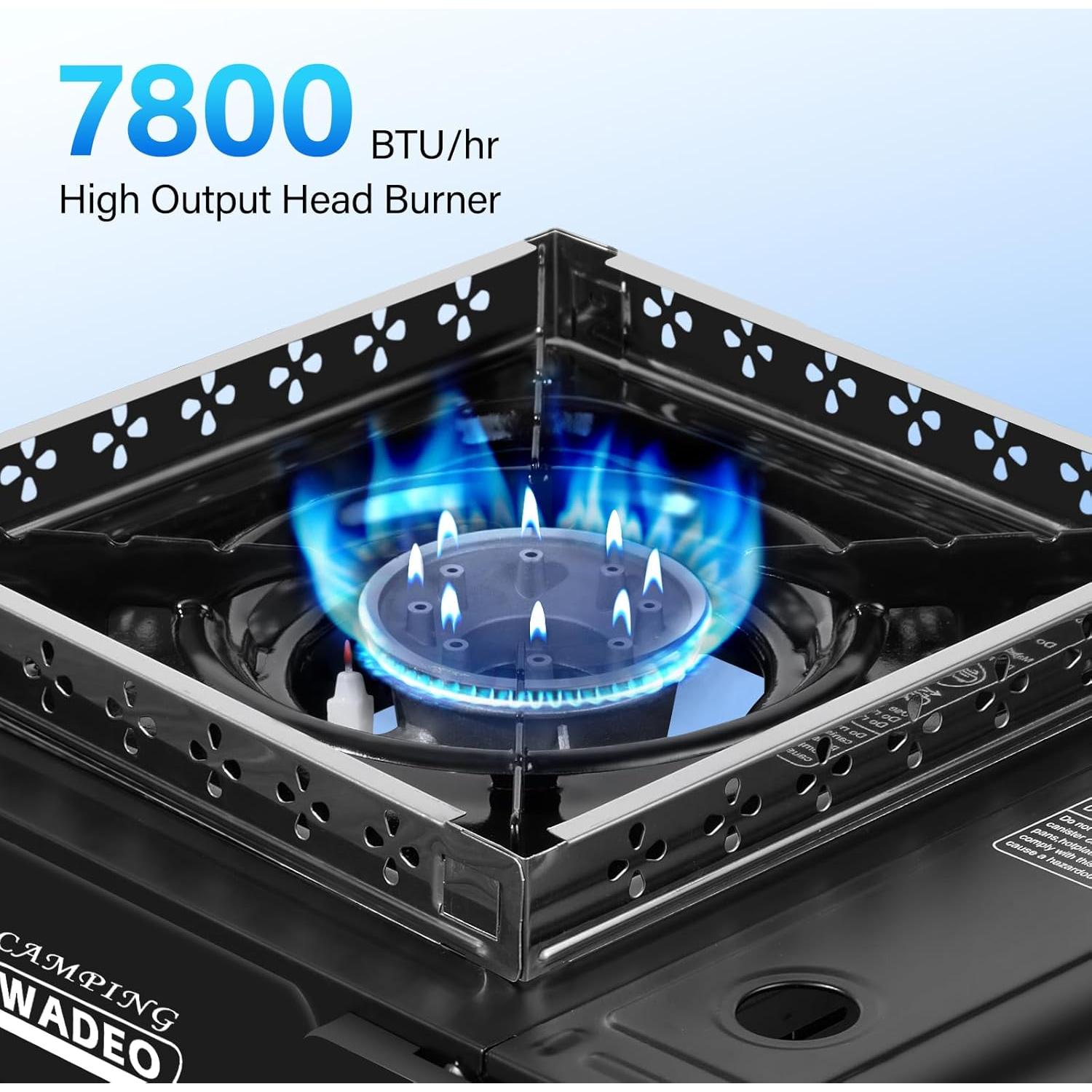 Estufa de Camping WADEO 3 en 1 Gas Propano Butano Isobutano
