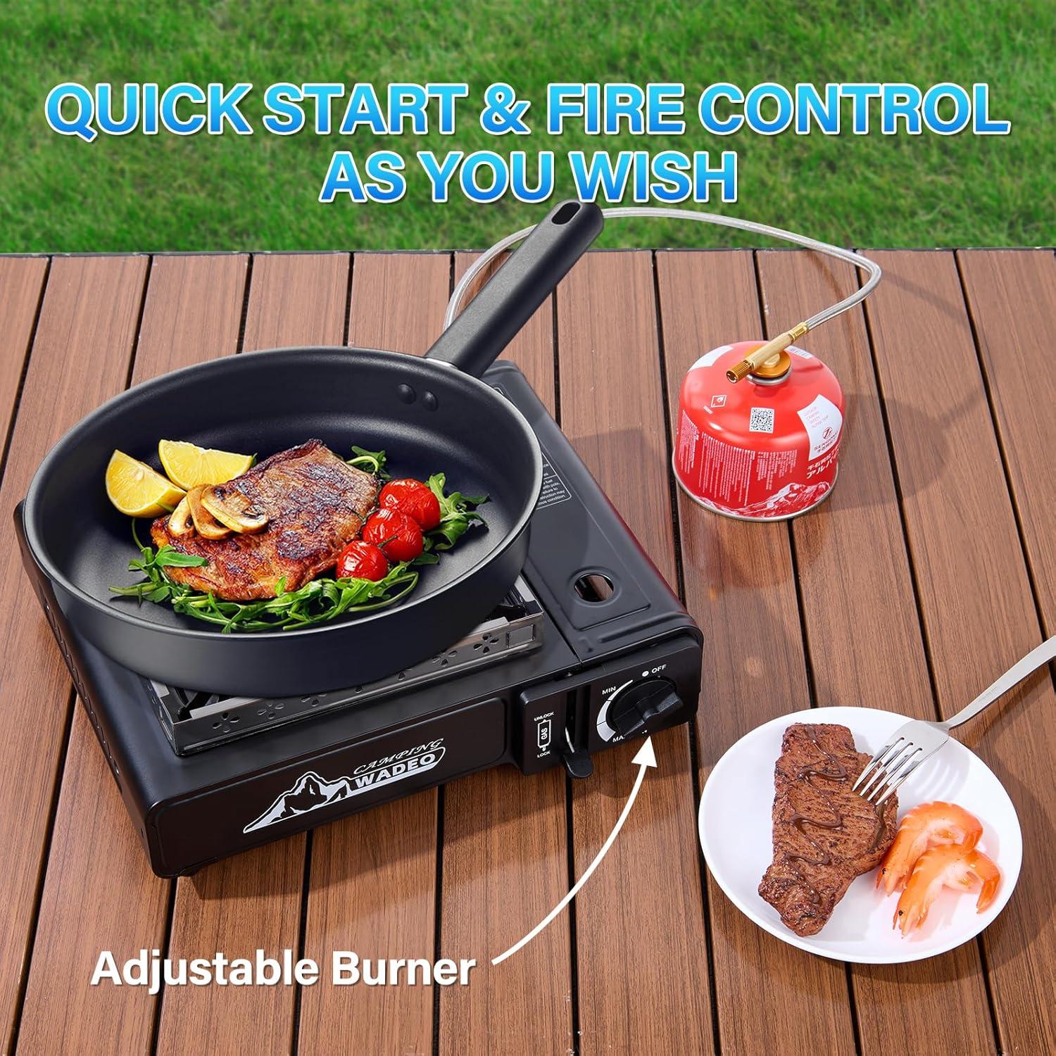 Estufa de Camping WADEO 3 en 1 Gas Propano Butano Isobutano