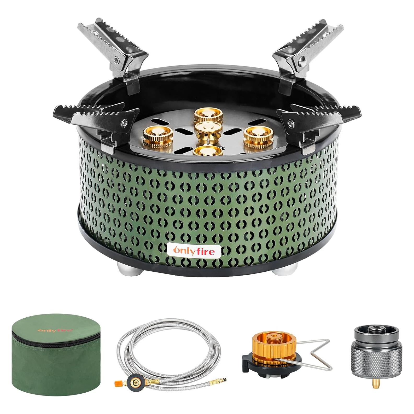 Estufa de Gas Portátil ONLYFIRE 5 Quemadores 18600W Verde