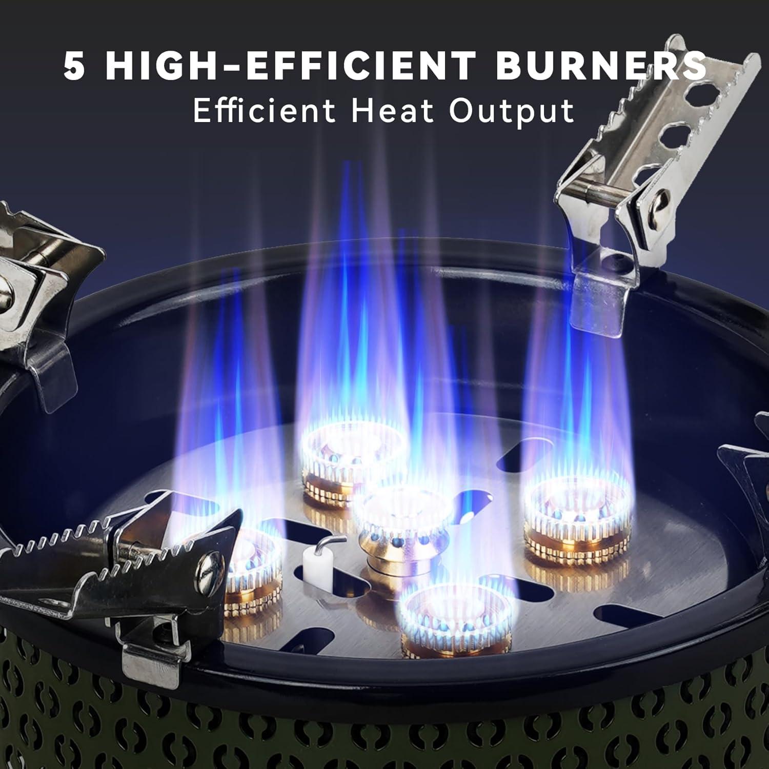 Estufa de Gas Portátil ONLYFIRE 5 Quemadores 18600W Verde