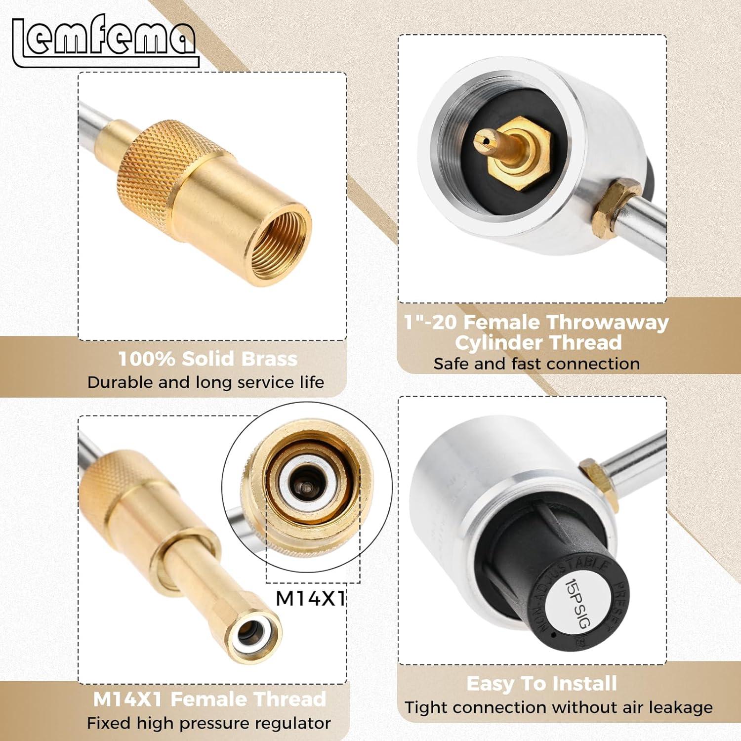 Regulador de presión de gas propano 1LB Lemfema - Compatible estufas