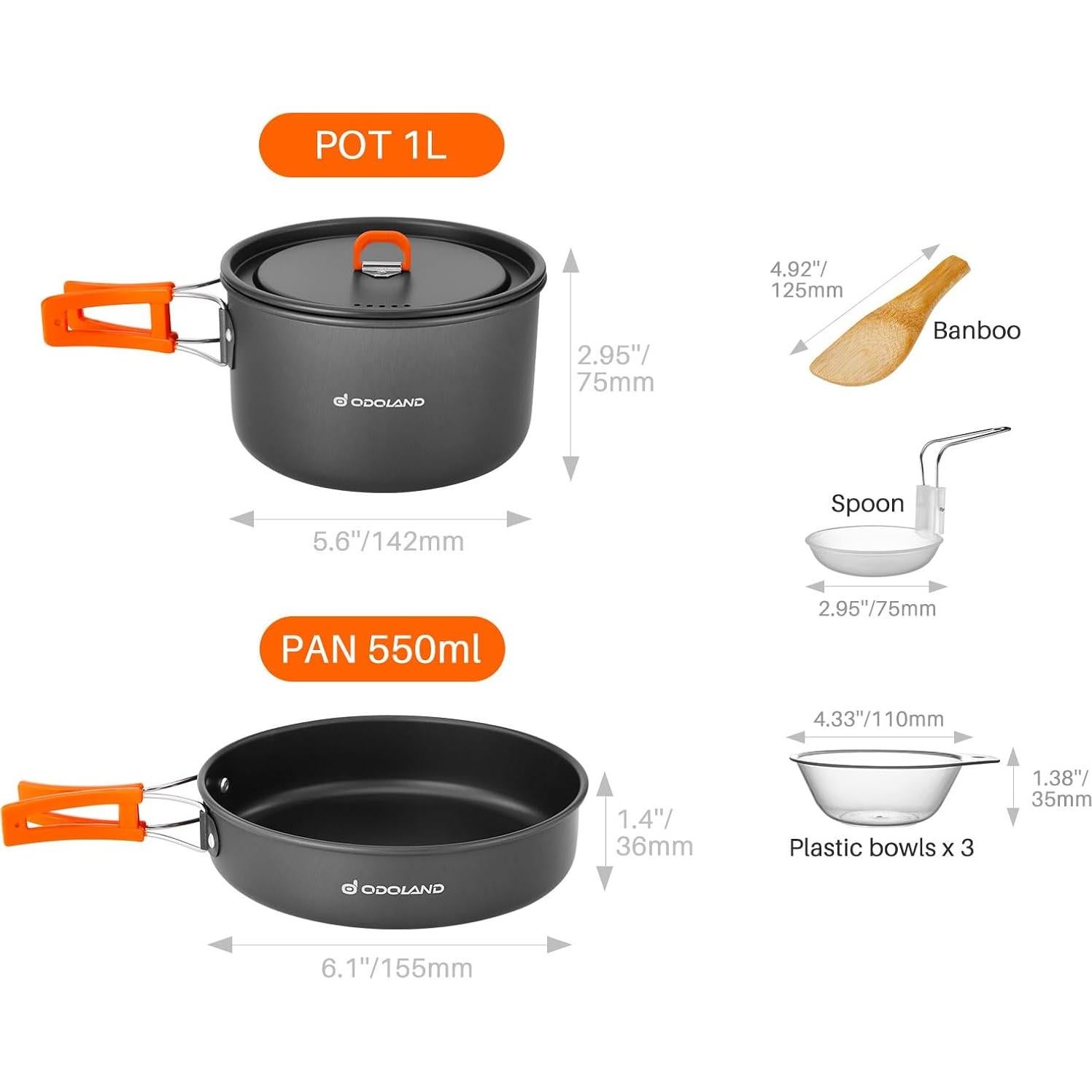 Set de Utensilios de Cocina para Camping Odoland 9 Piezas