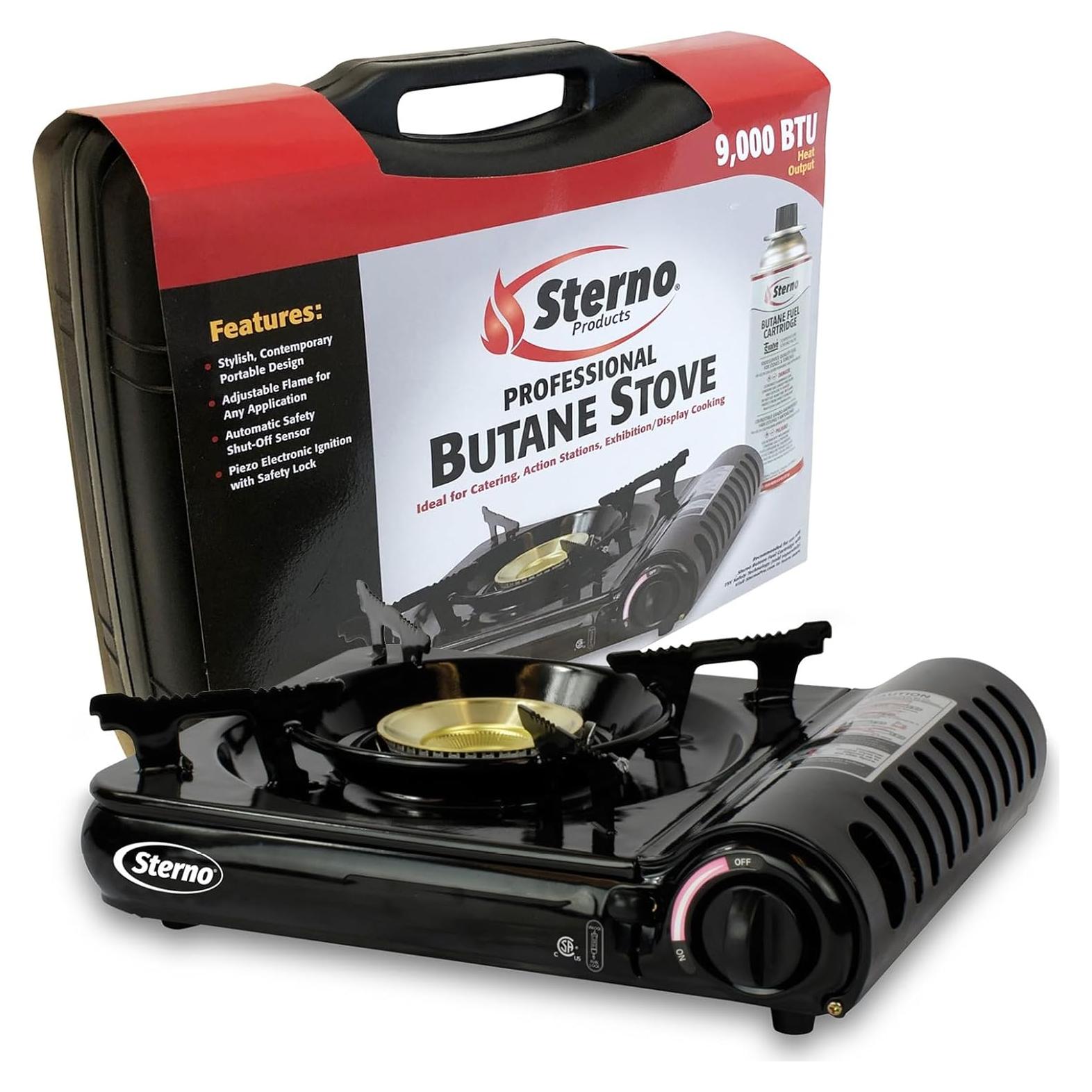 Estufa de Butano Portátil Sterno 9000 BTU con Estuche
