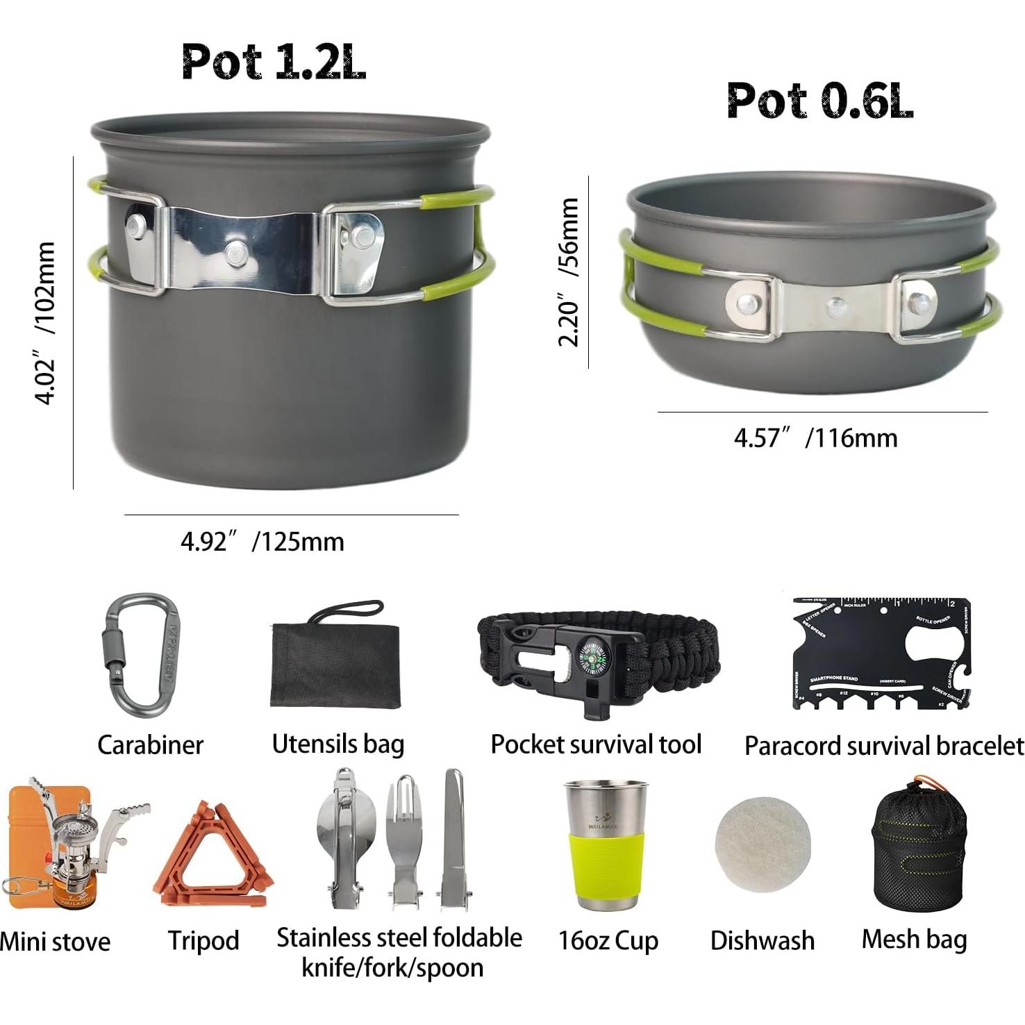 Juego de Utensilios de Cocina para Camping WAILAMHK 16 Piezas