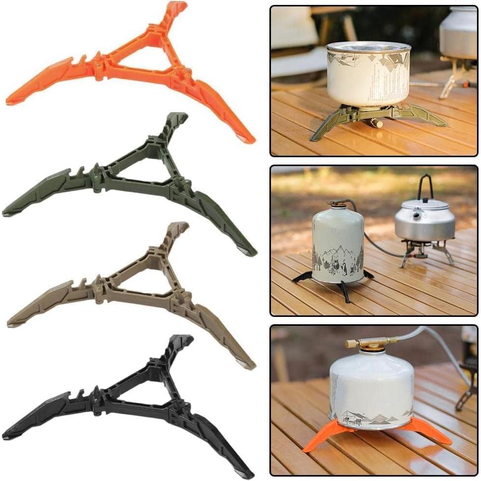 Orange Fuel Can Stabilizer for Camping Stoves,Mini Foldable Outdoor Camping Hiking Cooking Gas Tank Stove Stand,Stoves and Grills，Foldable Cartridge Canister Tripod Bracket for Hiking Camping Outdoor