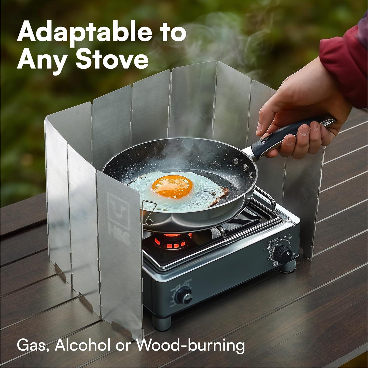 Paravientos Plegable H&S para Estufa de Camping - 10 Placas de Aluminio