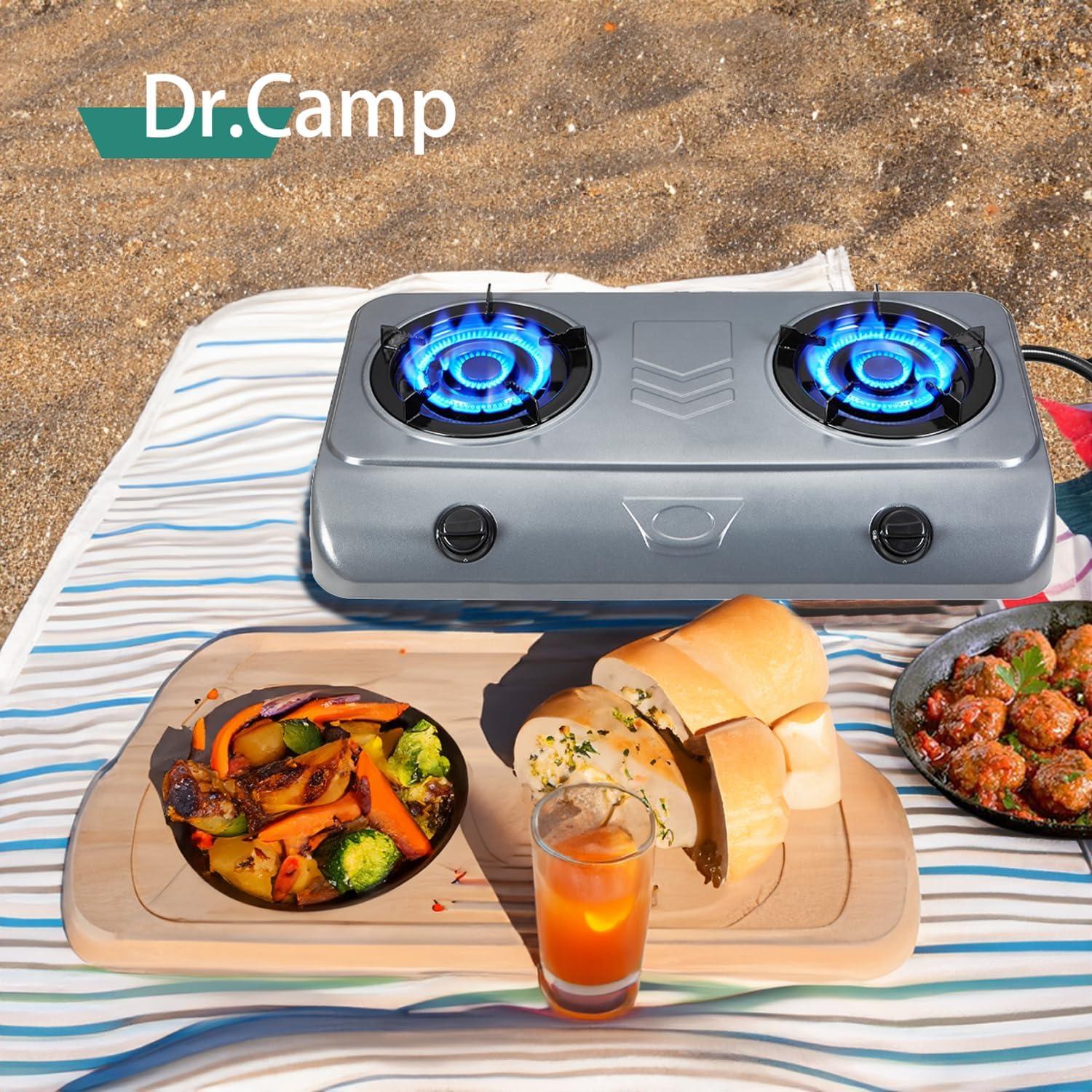 Estufa de Gas Propano Dr.Camp 35000 BTU Doble Quemador Camping