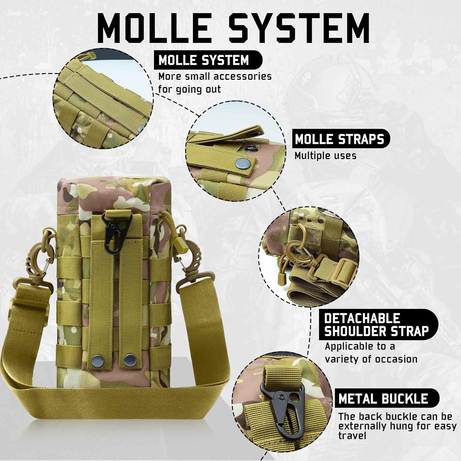 Bolsa Táctica Molle VIIDOO para Botella de Agua 27x11cm