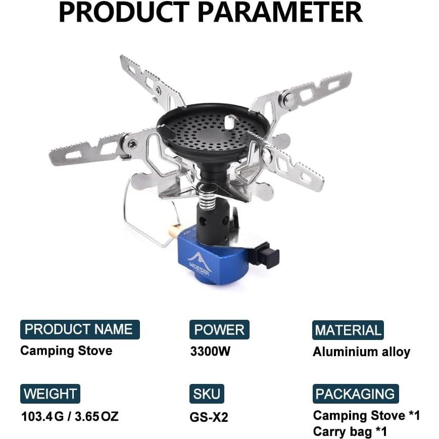 Estufa de Camping WIDESEA GS-X2 3300W Ultraligera Portátil