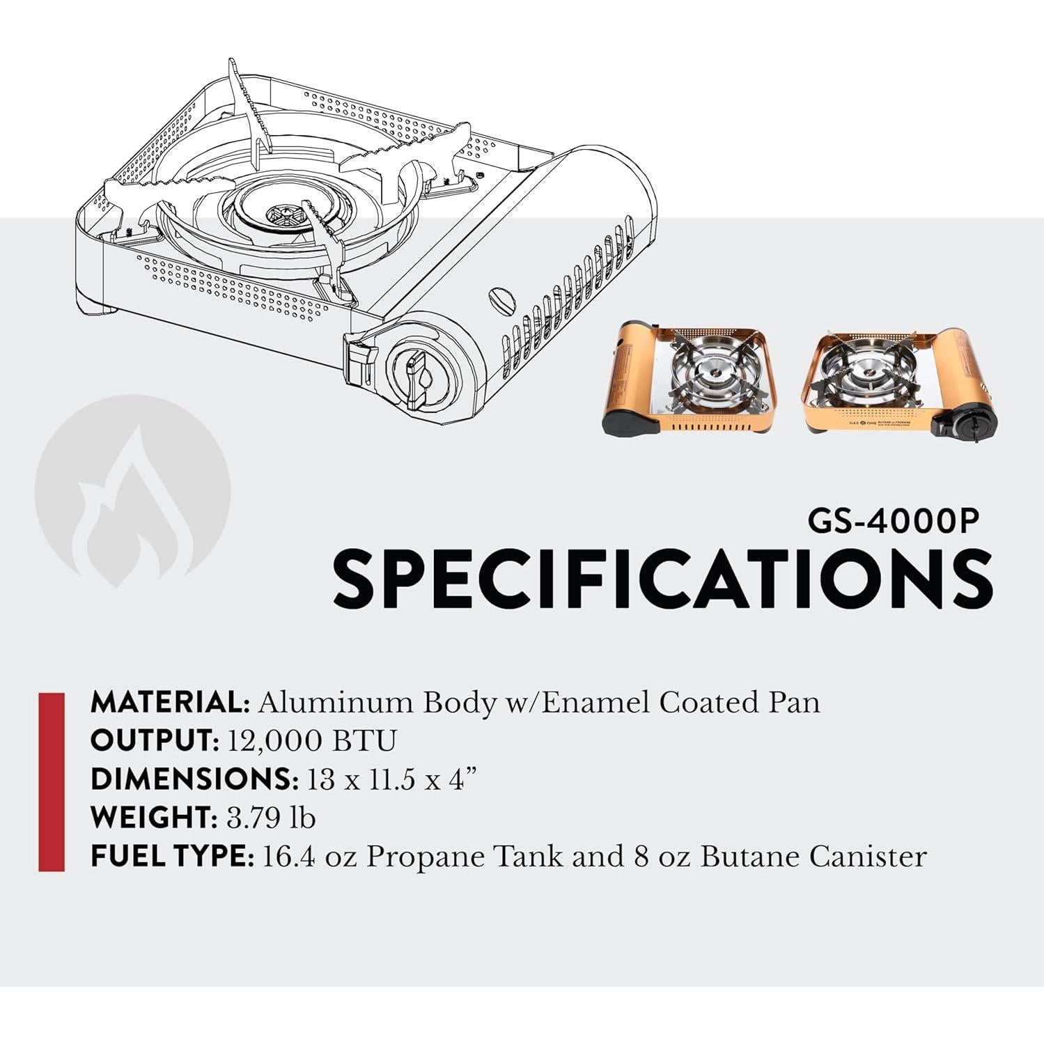 Estufa de Campamento Gas One GS-4000P - Butano y Propano