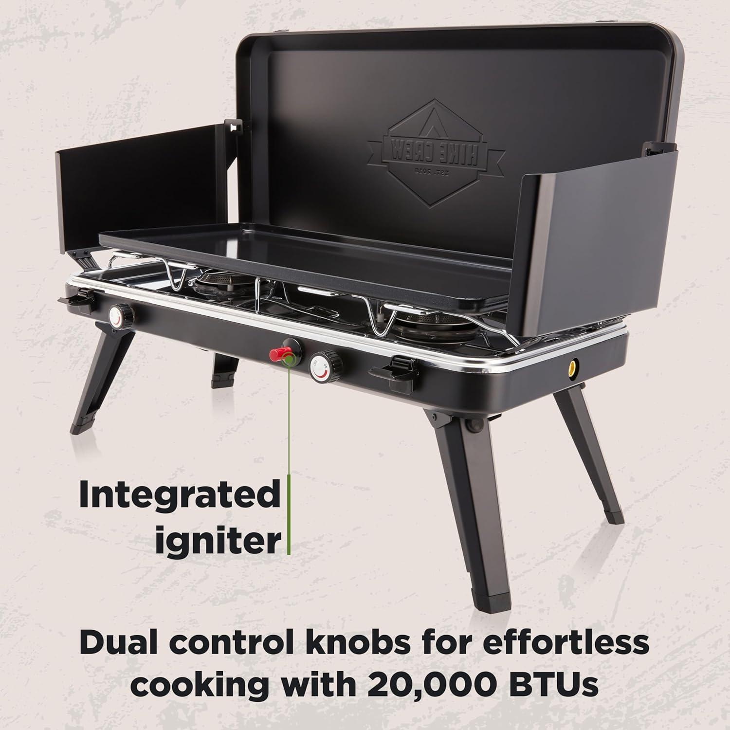 Estufa y Plancha de Gas Hike Crew HC2BXLWG 2 en 1 Portátil