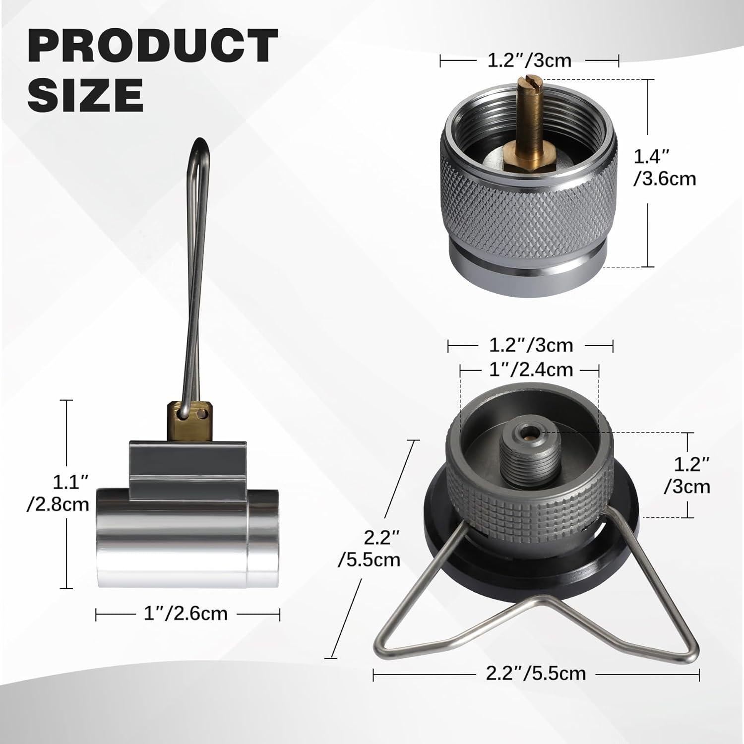 Juego de Adaptadores de Recarga de Gas REDCAMP 3PCS