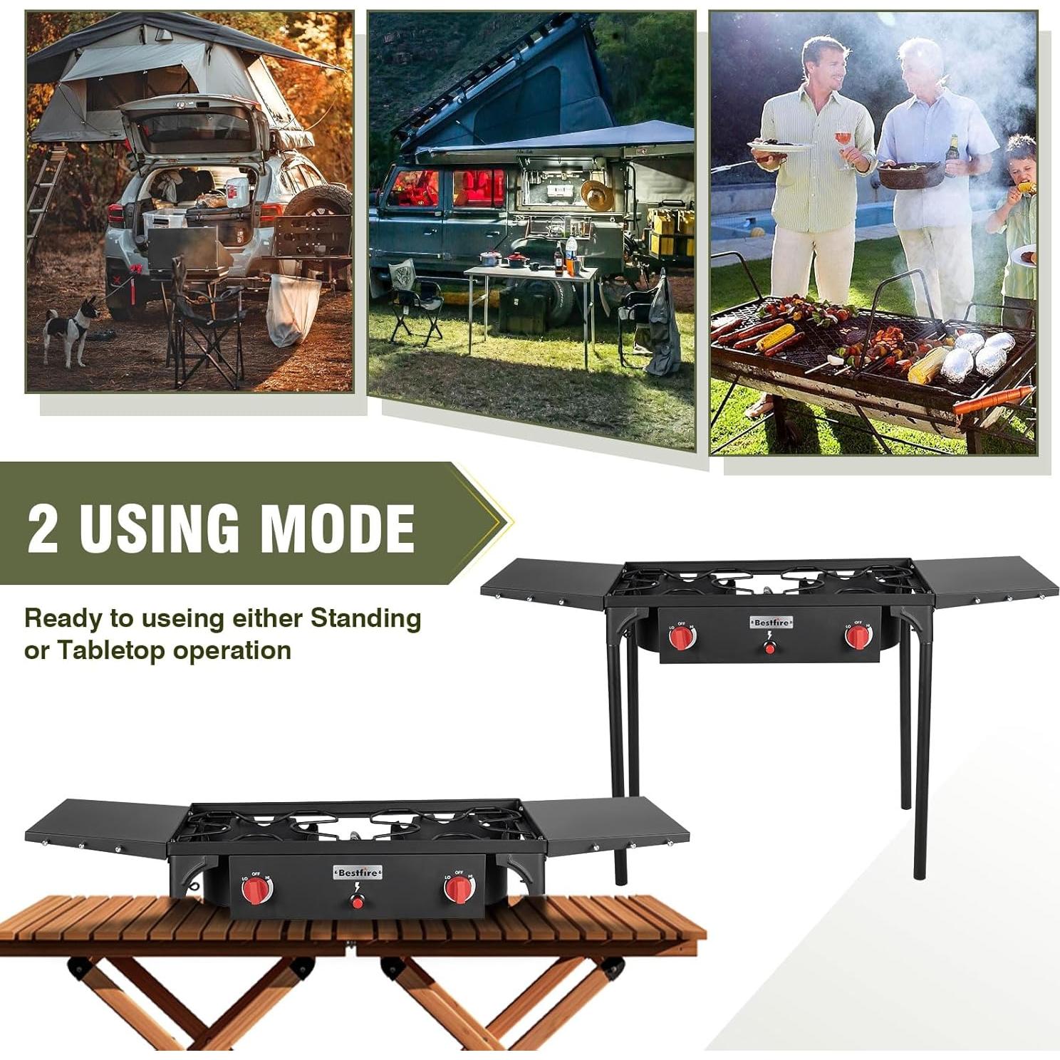 Estufa de Camping 2 Quemadores Mejorfuego Propano 150,000 BTU