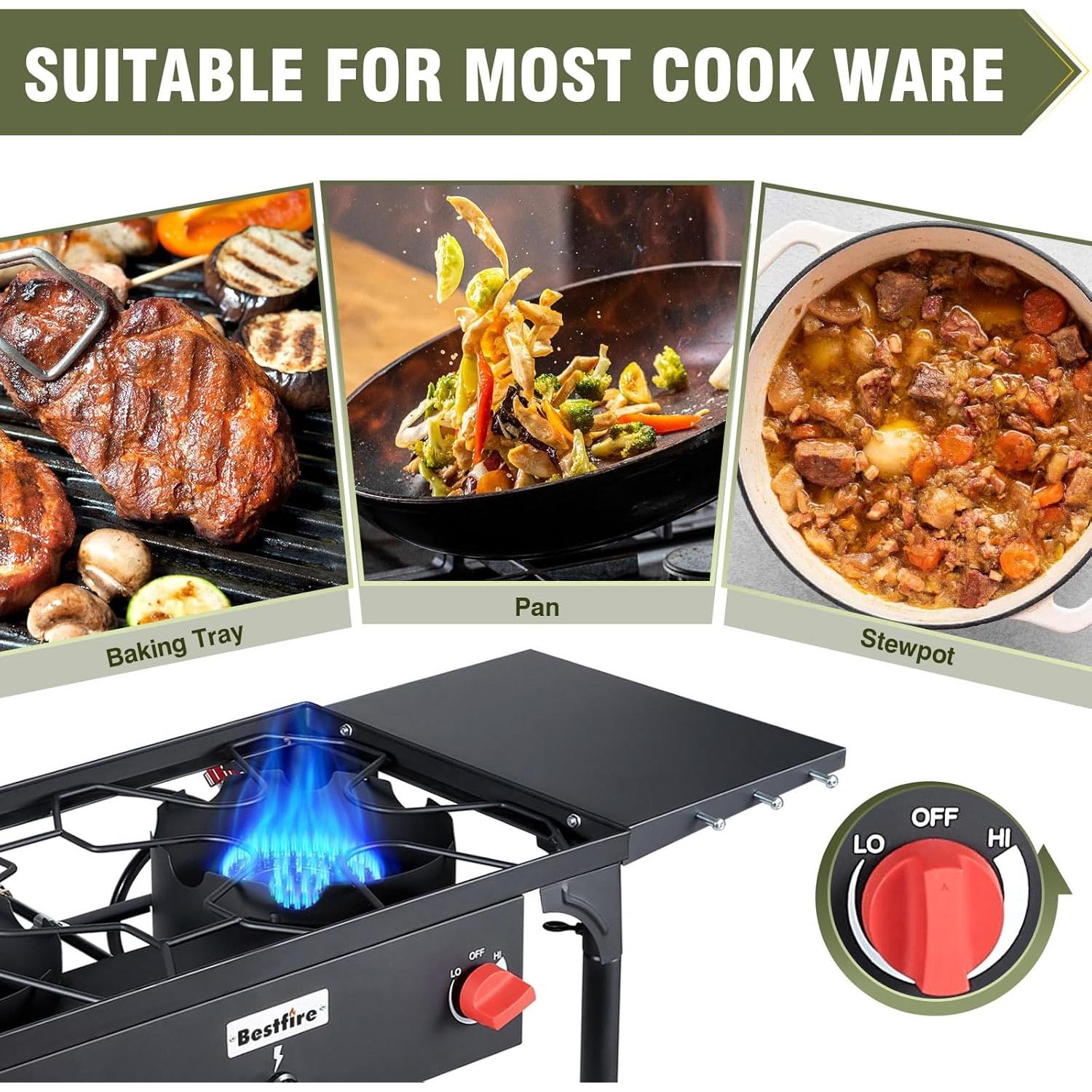 Estufa de Camping 2 Quemadores Mejorfuego Propano 150,000 BTU